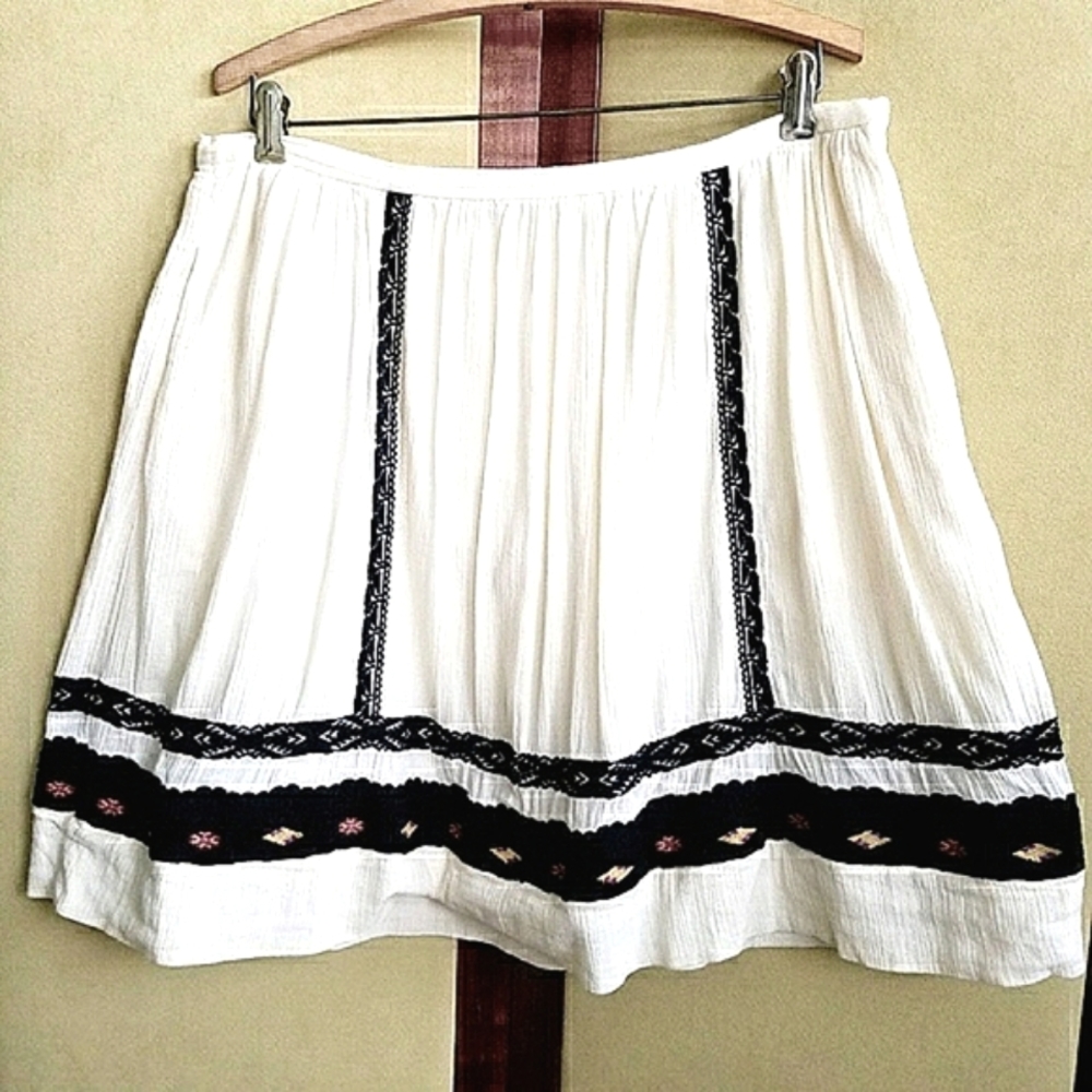 Madewell Gauze Skirt Lace Trim 12
